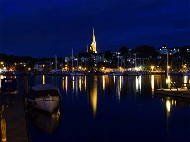 Flensburger Hafen, Nachtaufnahme
