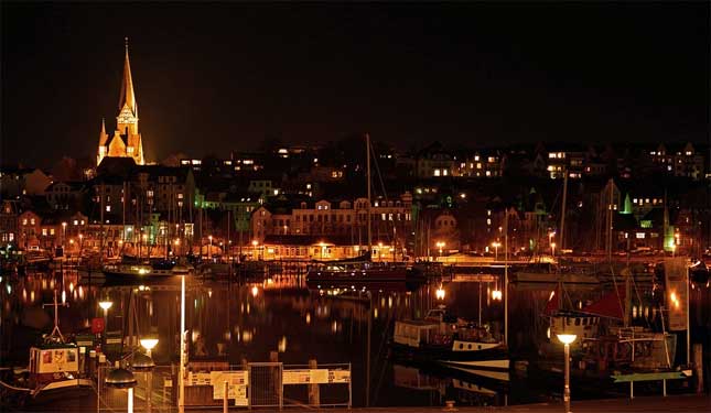Flensburger Hafen, Nachtaufnahme