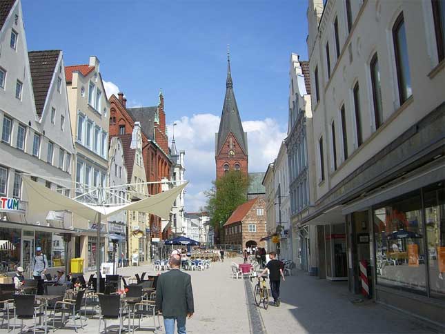 Fußgängerzone in der Innenstadt von Flensburg